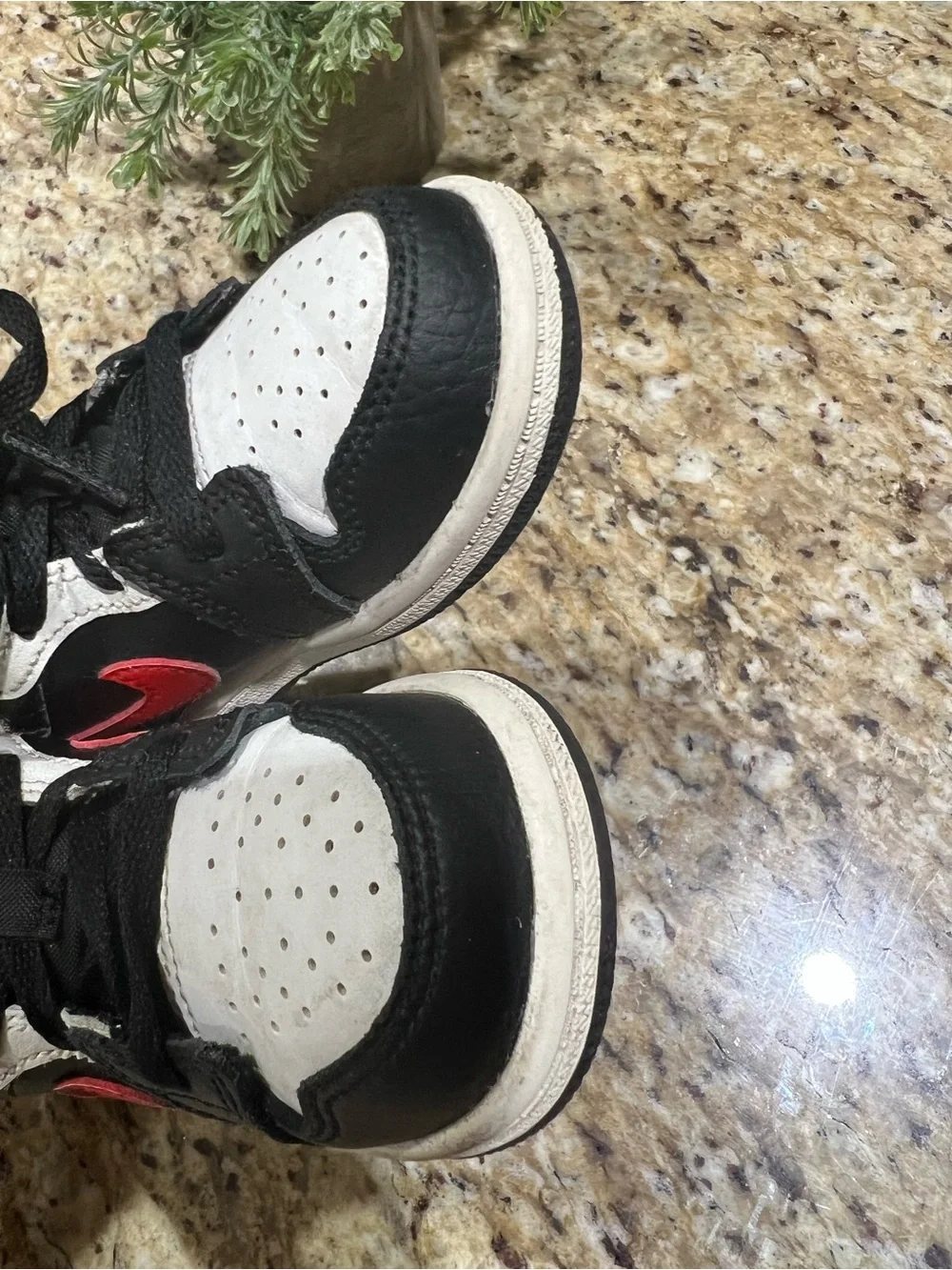 Nike Jordan Toddler Black White Red High-Top Sneakers with Red Swoosh 7C